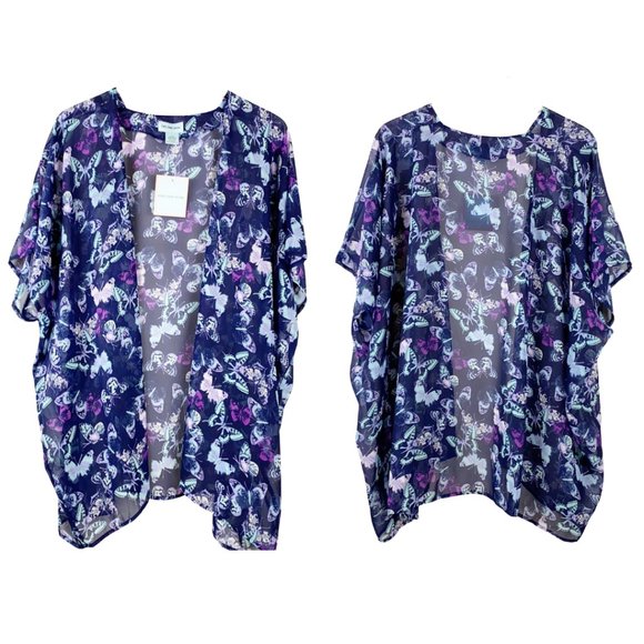 Orchid Row Butterly Printed Chiffon Kimono - Picture 2 of 10